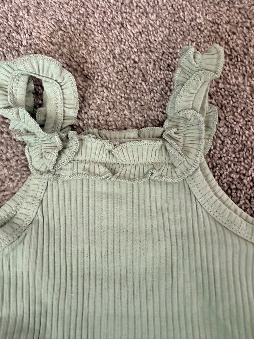 Olive Ruffle Tank with Floral Ruffle Shorts Set - Picture 4 of 12